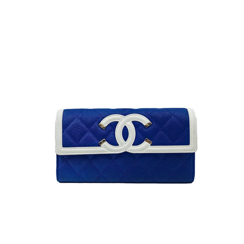 Chanel Blue Double C Flap Wallet 27 Open