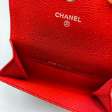 Chanel red lychee pattern coin purse 18 open with card