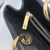 Chanel GST Black Gold Litchi Print Medium 14 Open