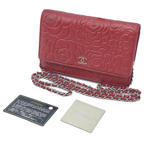 Chanel Red Camellia Woc Chain Bag
