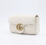 GUCCI  marmont mini white Gold Leather Shoulder Bag