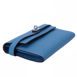 Hermes Kelly Wallet Long Vaux Epson Leather Genuine blue